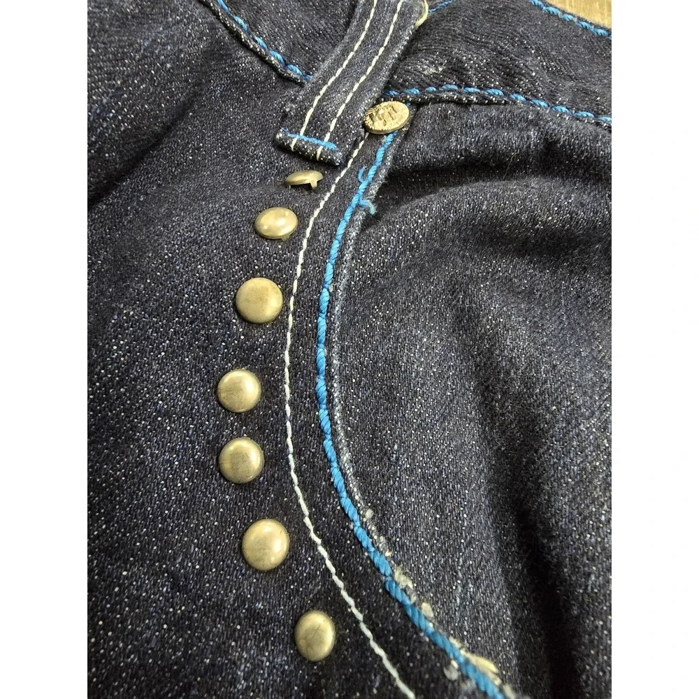 KDJ Knockout Deluxe Jeans Mens 40x34 Dark Wash Studded Embroidered Fleur De Lis